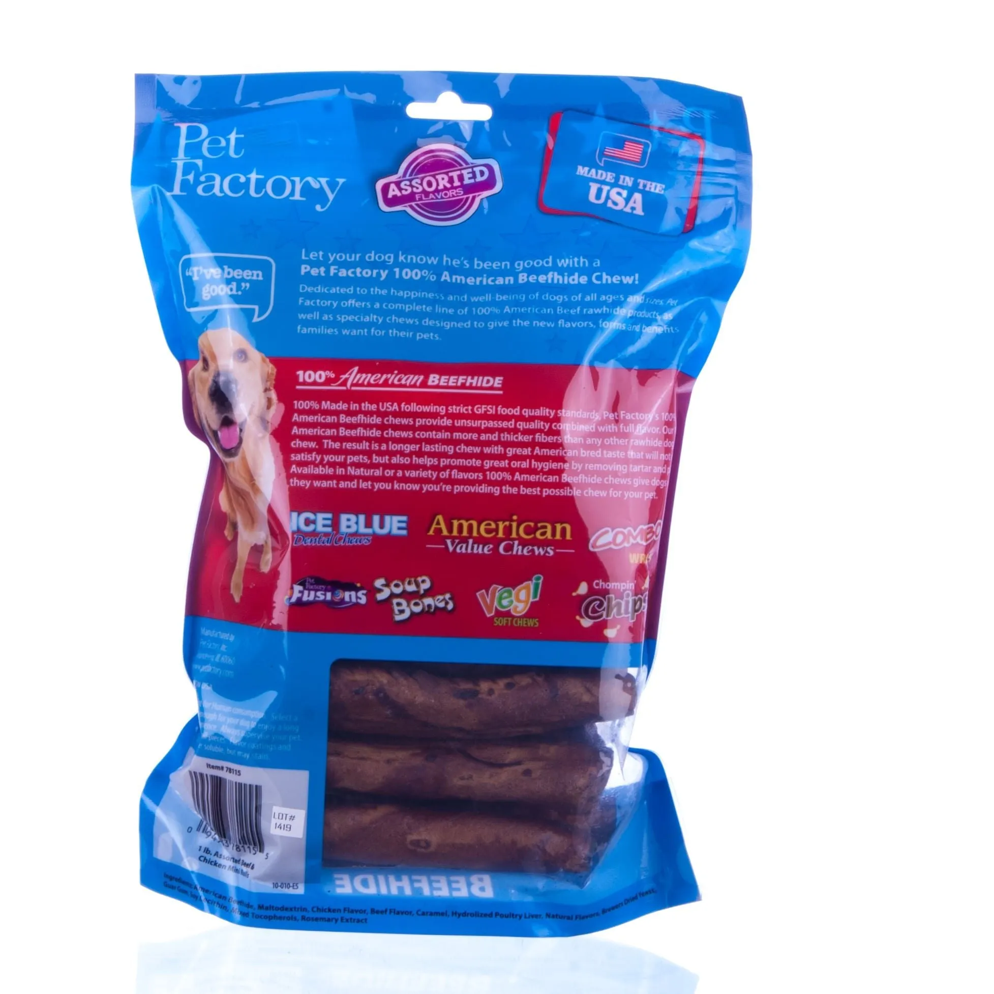 100% American Beefhide, Assorted 5" Beef & Chicken Flavors, 18 pk