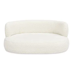 36" Curved Dog Sofa Bed, Medium, Ivory White Boucle - Supportive & Stylish for Pets up to 150 lbs