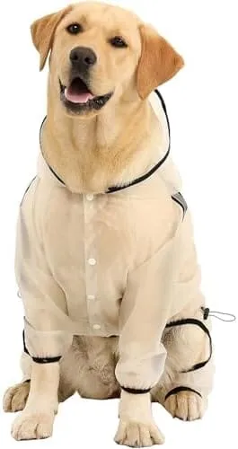 4 Legs Dog Rain Jacket with Reflective Stripe