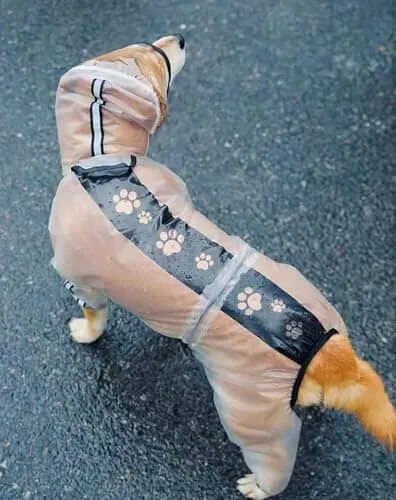 4 Legs Dog Rain Jacket with Reflective Stripe