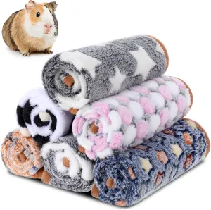 6 Pcs Guinea Pig Bedding Fleece Blankets 16 x 24 Inch Washable Rat Cage Liners Reusable Small Animal Pet Pee Pad Sleep Mat Pad Cover for Hamster Ferret Rabbit Chinchilla Hedgehog
