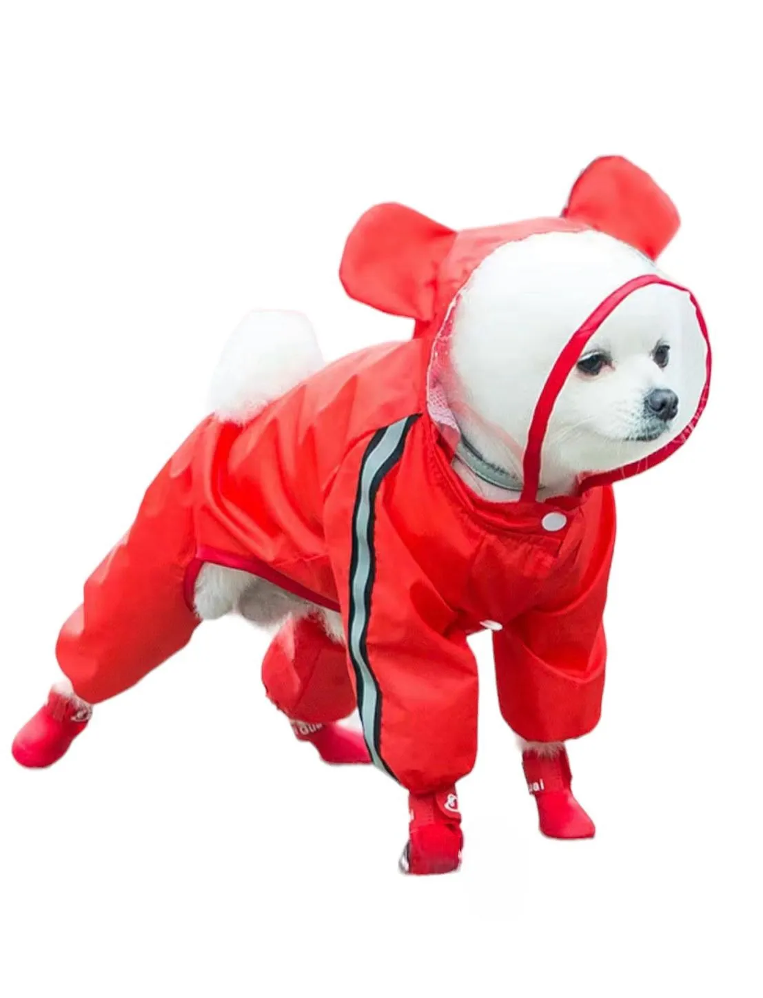 Andrea's Deals Mesh Hooded Jumpsuit Red M