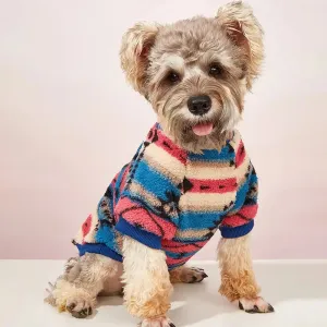 Autumn and Winter Cat & Dog Clothes | Cute Striped Plush Polyester Sweatshirt | Durable & Stain-Resistant Pet Sweater