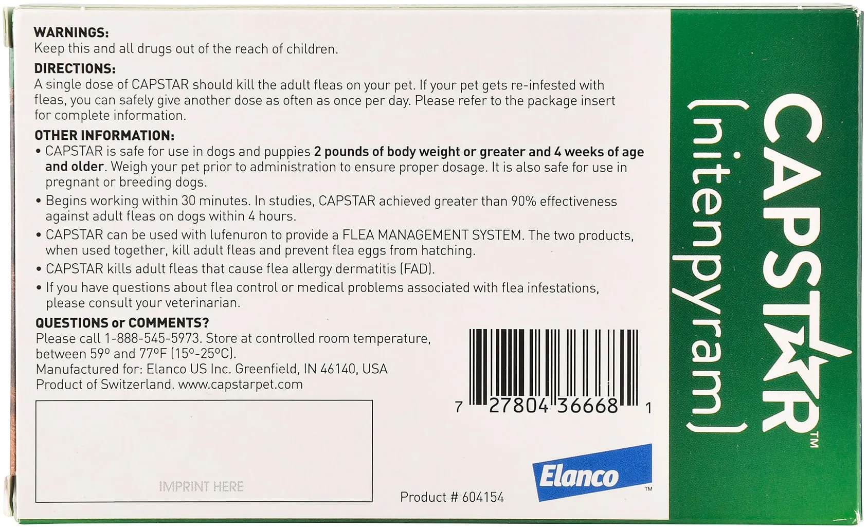 Capstar Oral Flea Treatment for Dogs