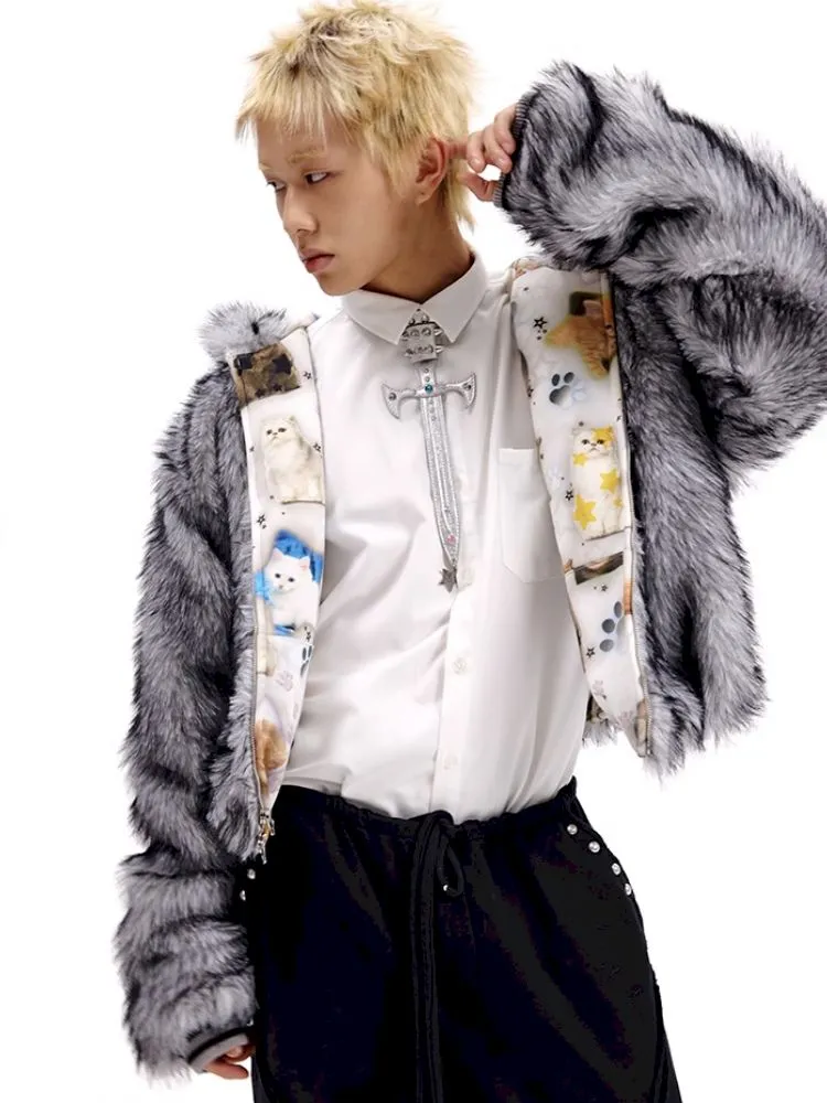 Cat print reversible sweater【s0000010503】