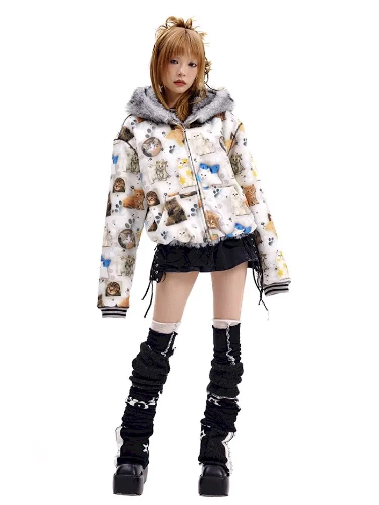 Cat print reversible sweater【s0000010503】