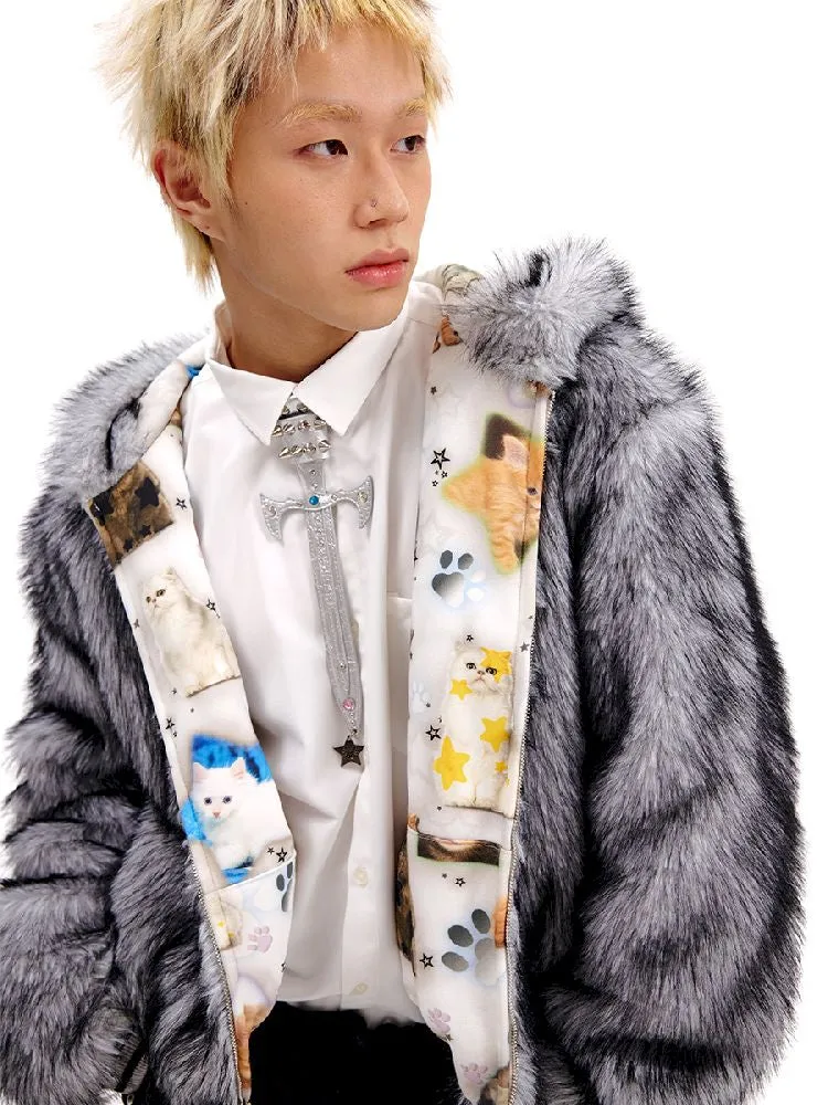 Cat print reversible sweater【s0000010503】