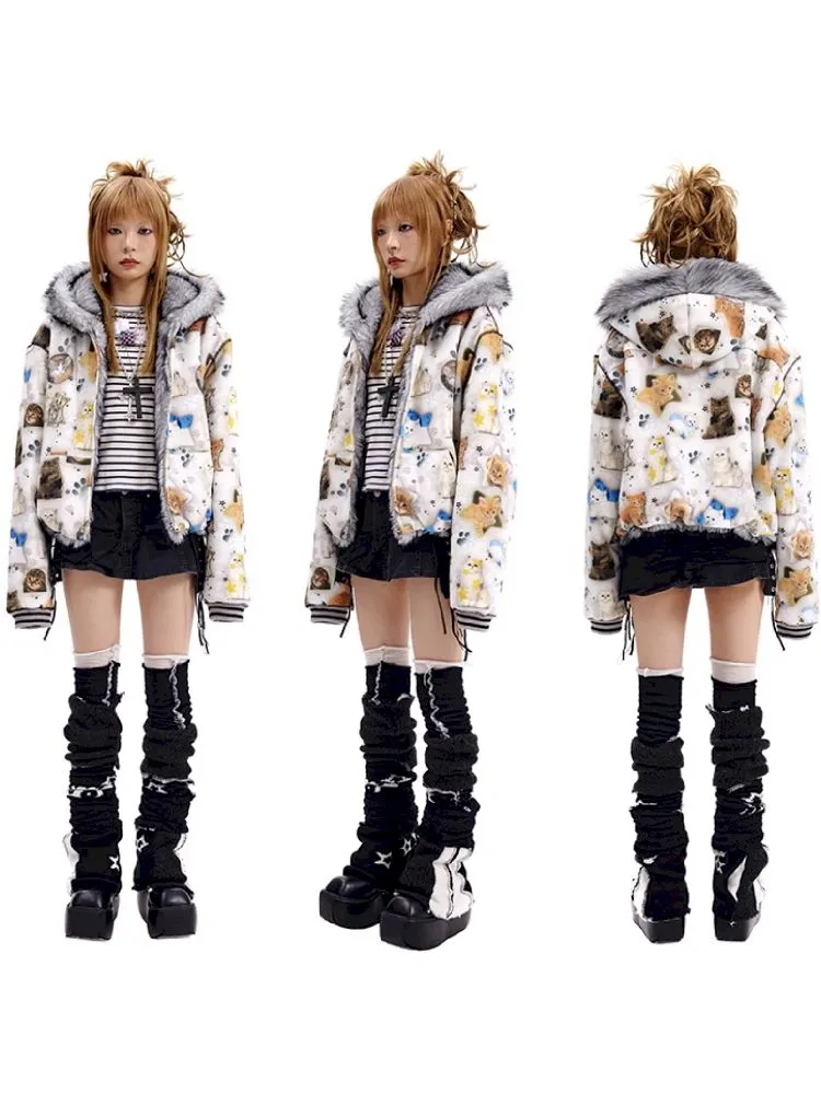 Cat print reversible sweater【s0000010503】