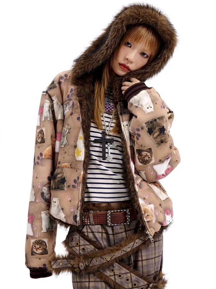 Cat print reversible sweater【s0000010503】
