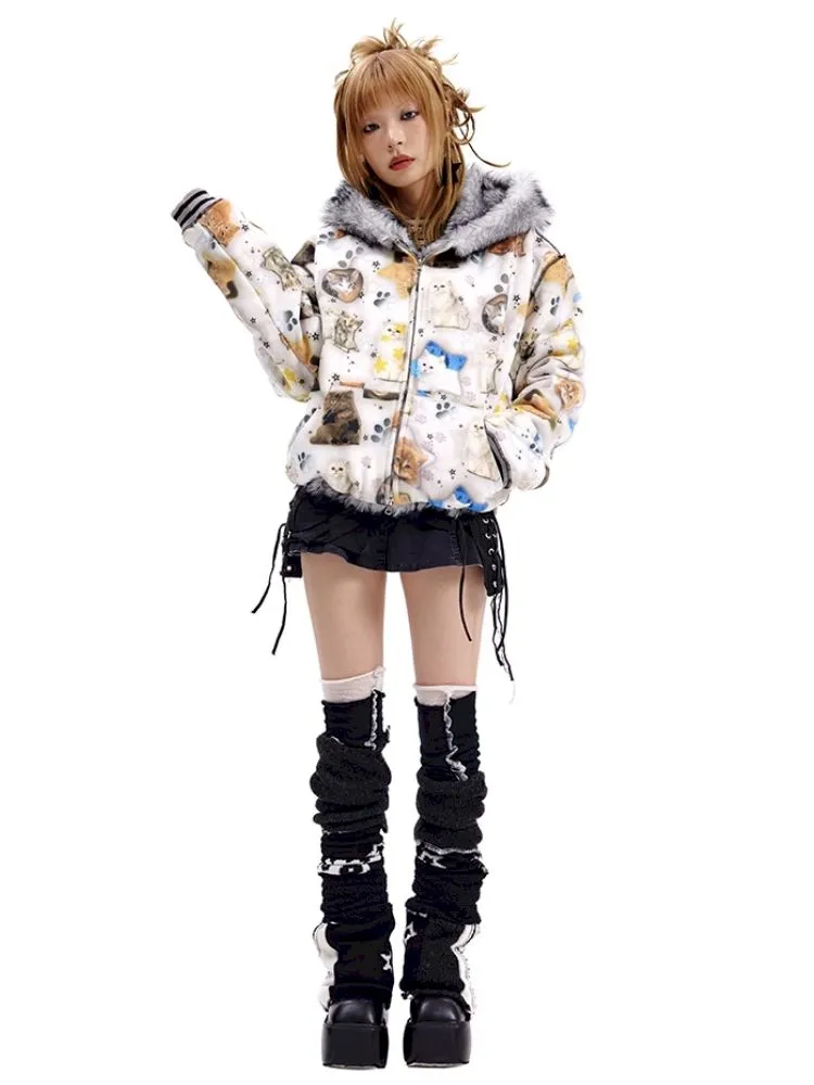 Cat print reversible sweater【s0000010503】