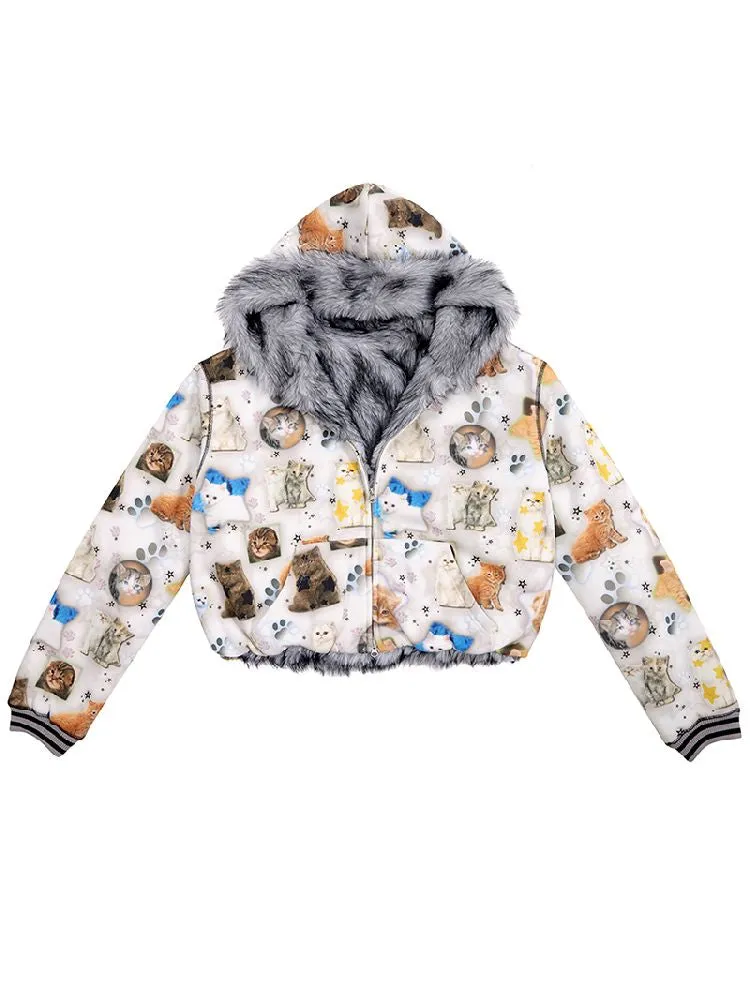 Cat print reversible sweater【s0000010503】