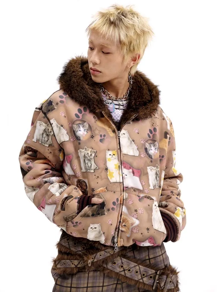 Cat print reversible sweater【s0000010503】