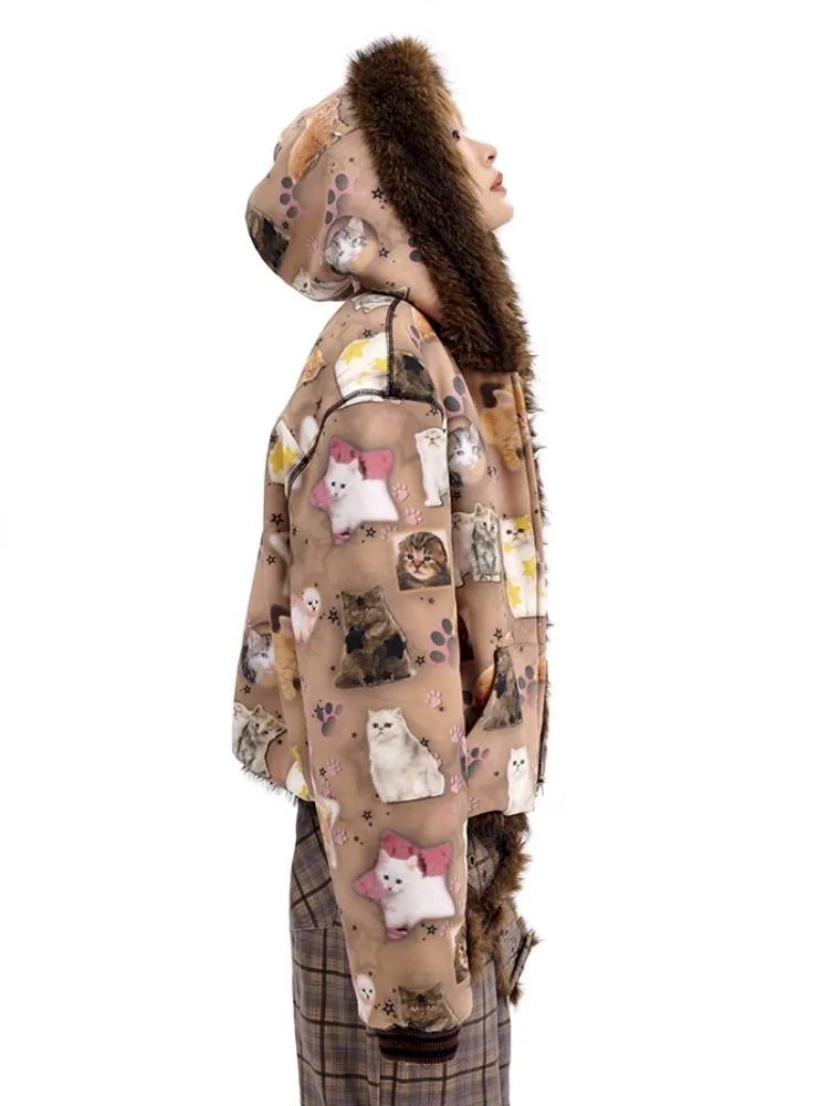 Cat print reversible sweater【s0000010503】