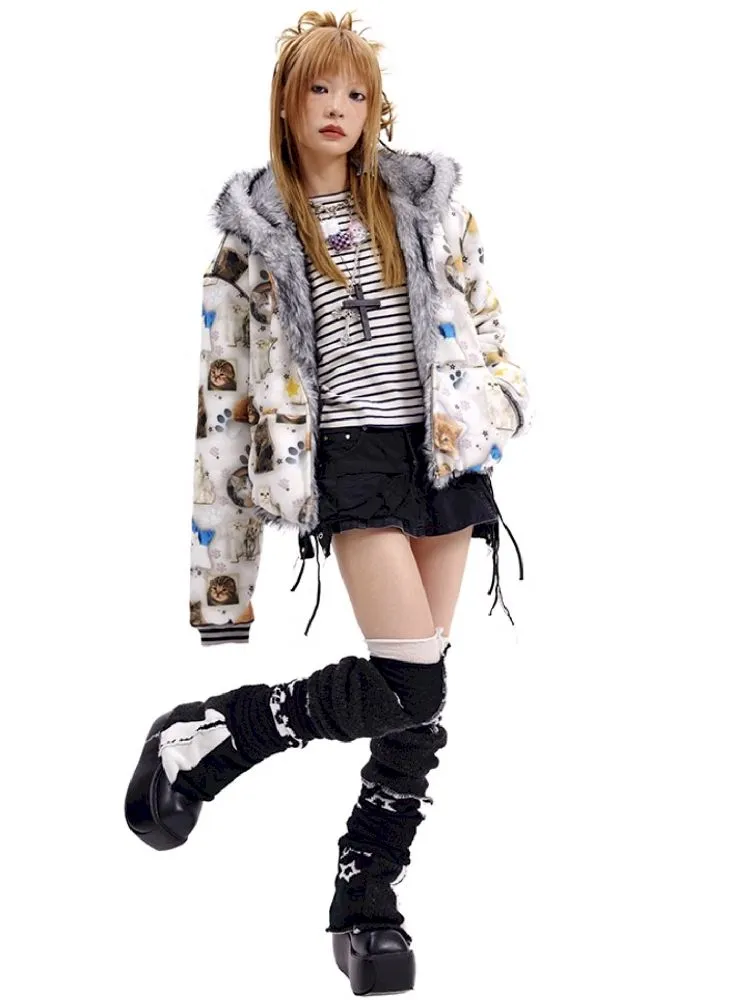 Cat print reversible sweater【s0000010503】