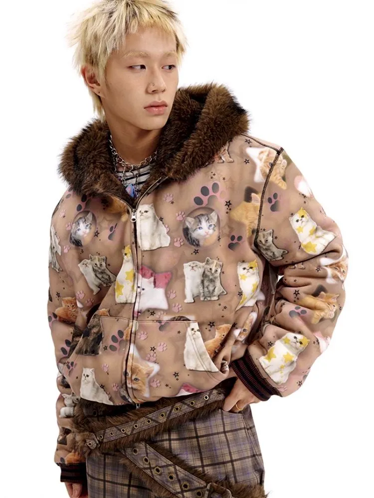 Cat print reversible sweater【s0000010503】