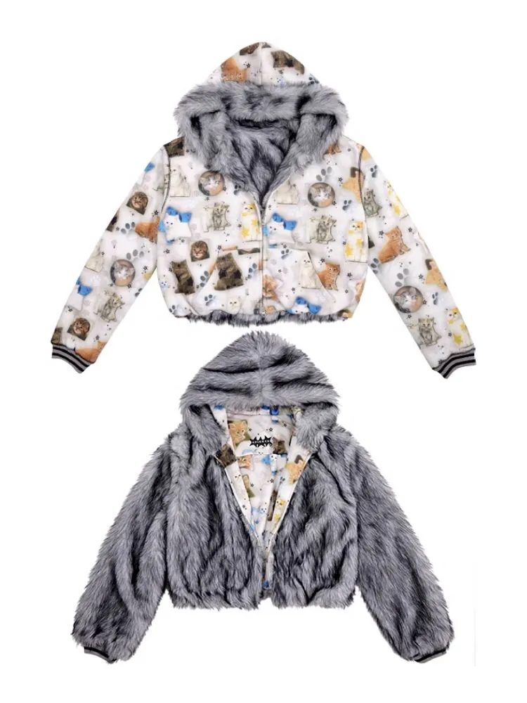 Cat print reversible sweater【s0000010503】