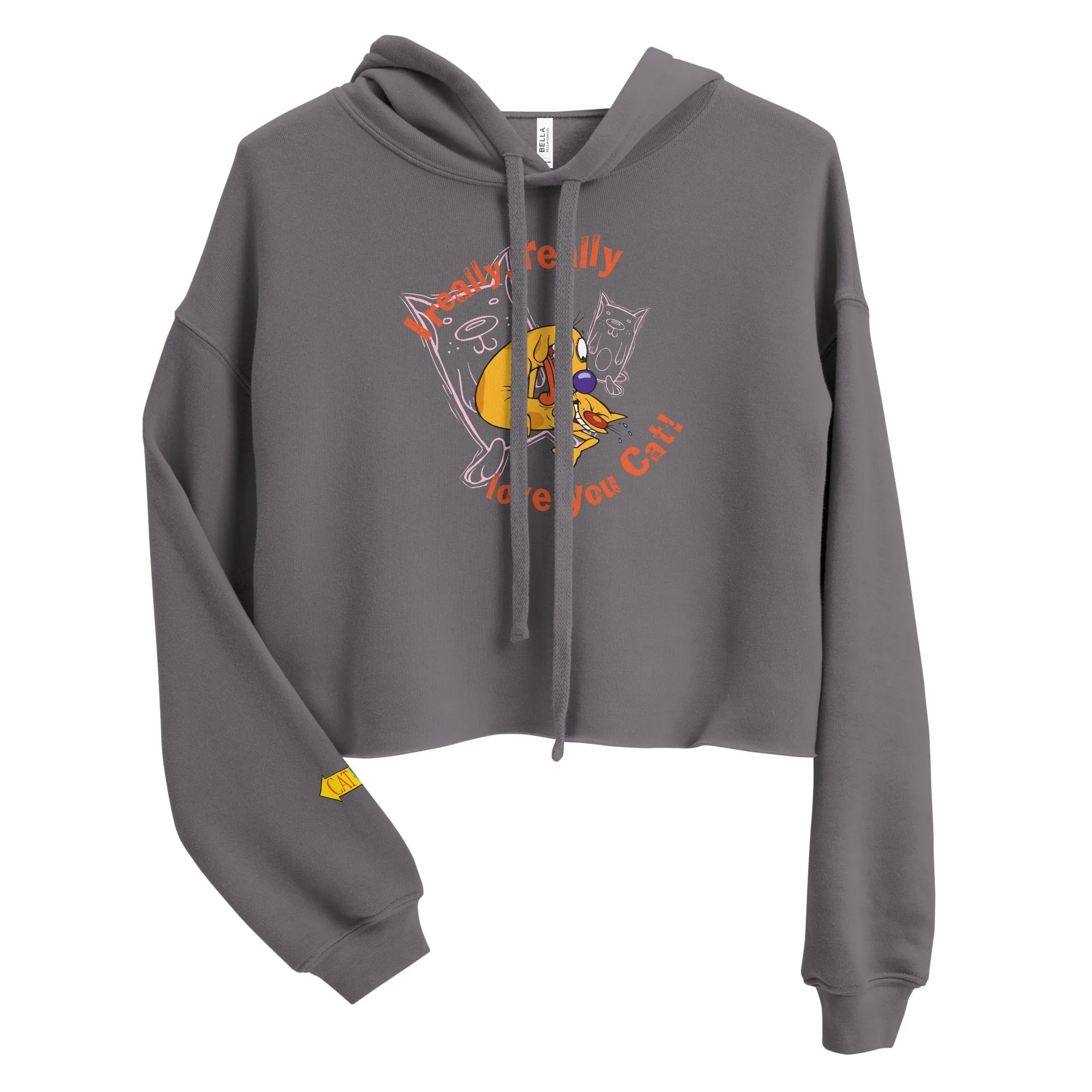 CatDog Really Love You Cat Women's Cropped Hooded Sweatshirt