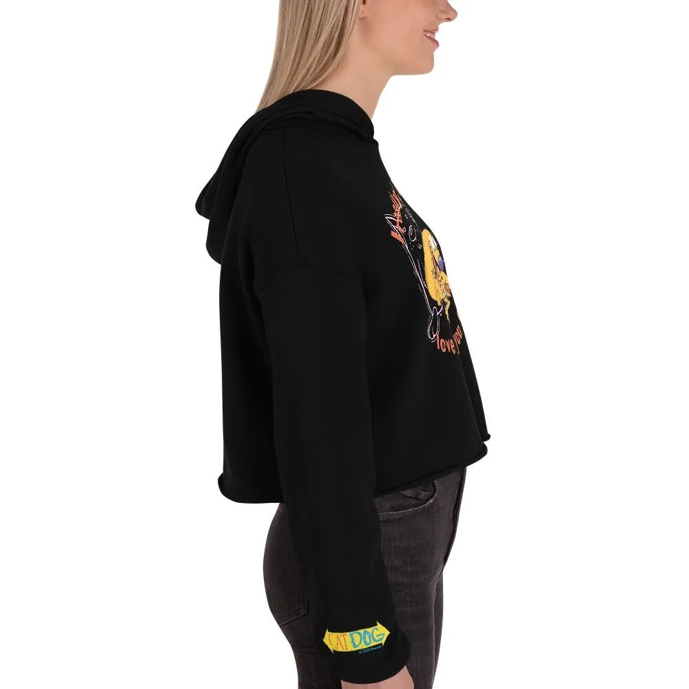 CatDog Really Love You Cat Women's Cropped Hooded Sweatshirt