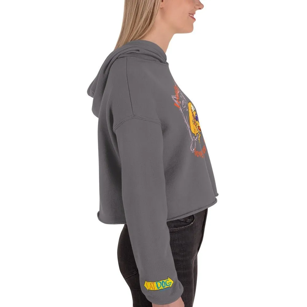 CatDog Really Love You Cat Women's Cropped Hooded Sweatshirt