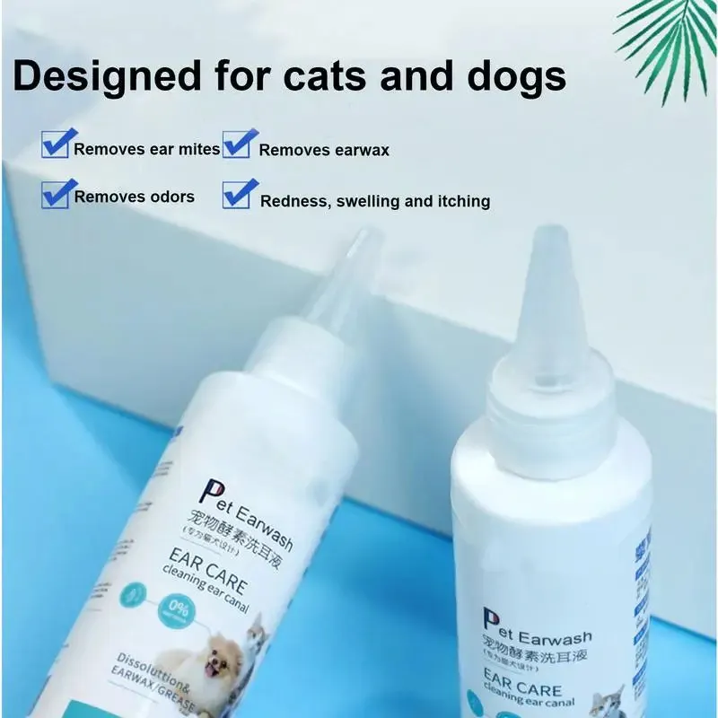 Cats Ear Cleaner Solution Ear Wax Debris Remover Double Action Ear Cleaning Solution For Dogs Kitten Puppy Pets Cats