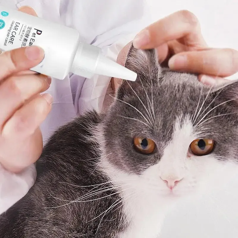 Cats Ear Cleaner Solution Ear Wax Debris Remover Double Action Ear Cleaning Solution For Dogs Kitten Puppy Pets Cats
