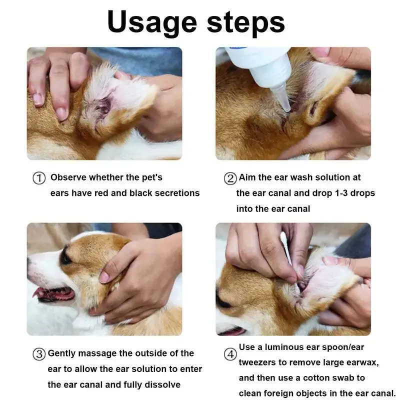 Cats Ear Cleaner Solution Ear Wax Debris Remover Double Action Ear Cleaning Solution For Dogs Kitten Puppy Pets Cats