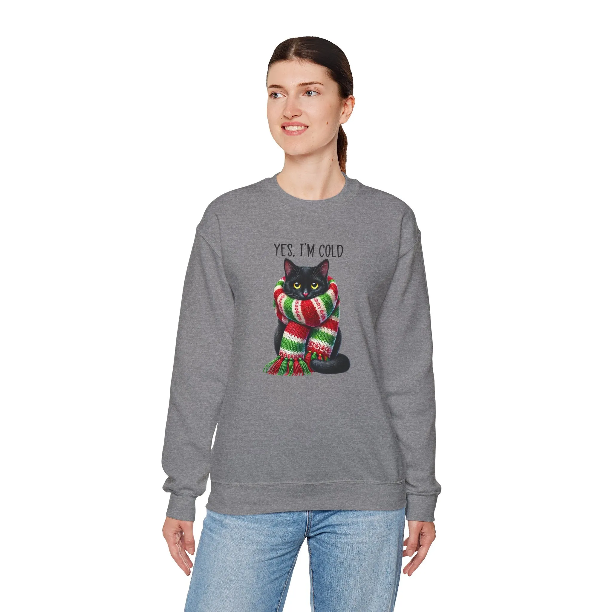 Cozy Cat Sweatshirt - Yes, I'm Cold Design