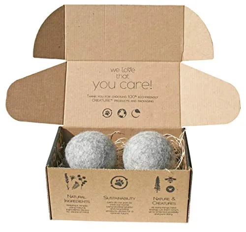 Creature ECO 100% Organic Wool Dog Balls 2-Pack - All Natural Soft Large Dog Ball- Eco Friendly Wooly Dog Toy - Safe for Your Pet & The Planet