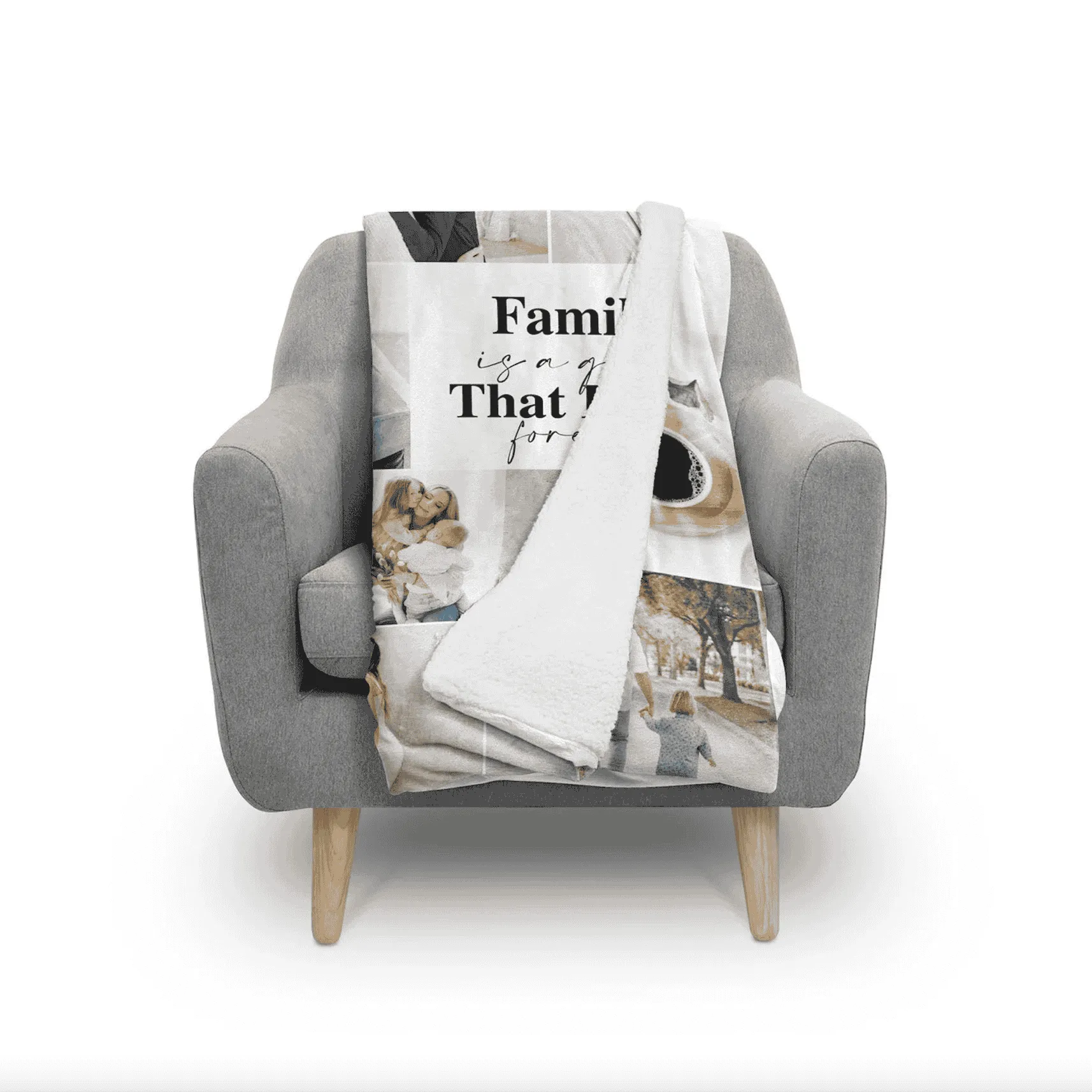 Custom Family Photo Collage Blanket - 10-Photo Personalized Picture Blanket with Quote