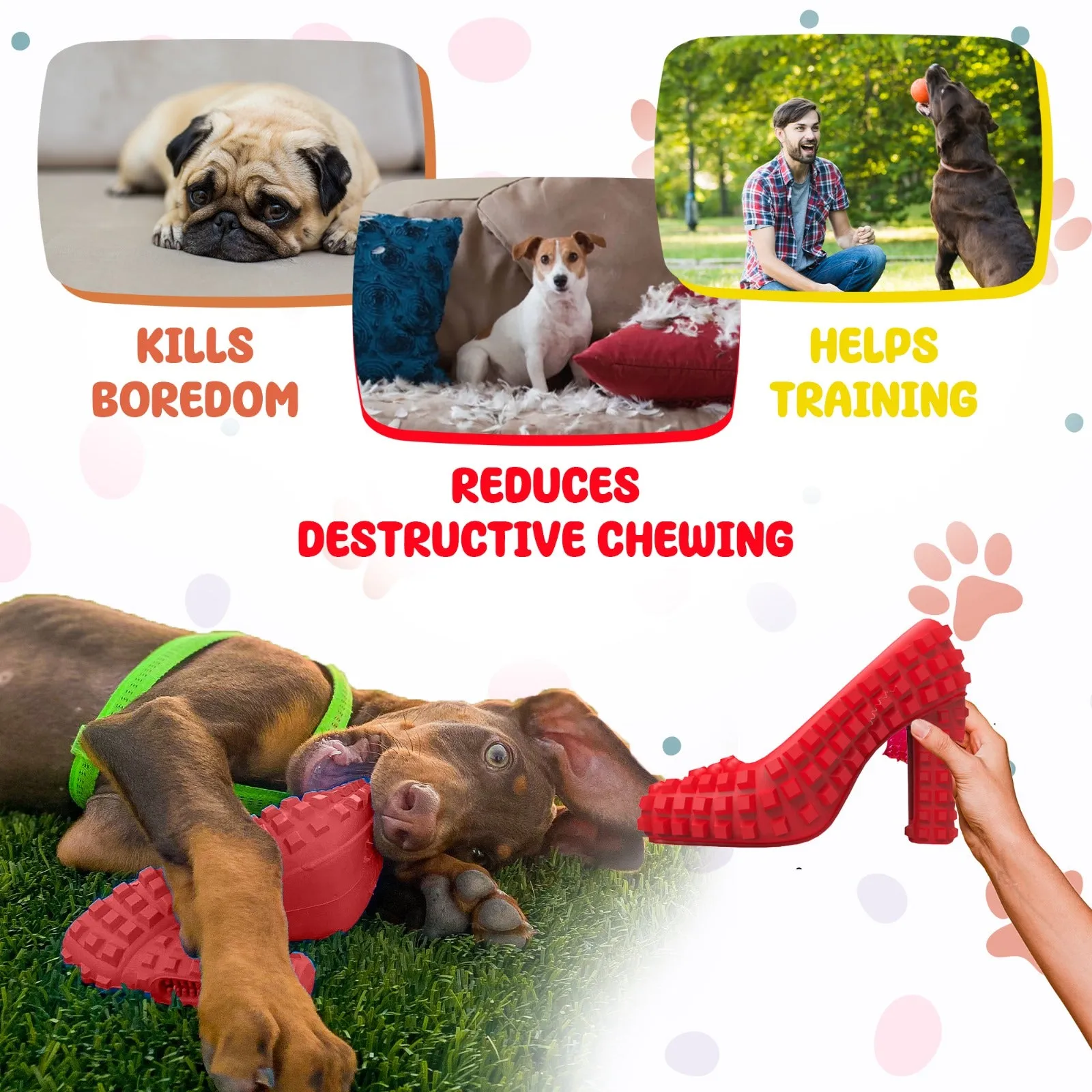 Dog Chew Toys for Aggressive Chewers - Treat Dispensing Chew Shoe Interactive Small Medium Dog Puzzle Toys