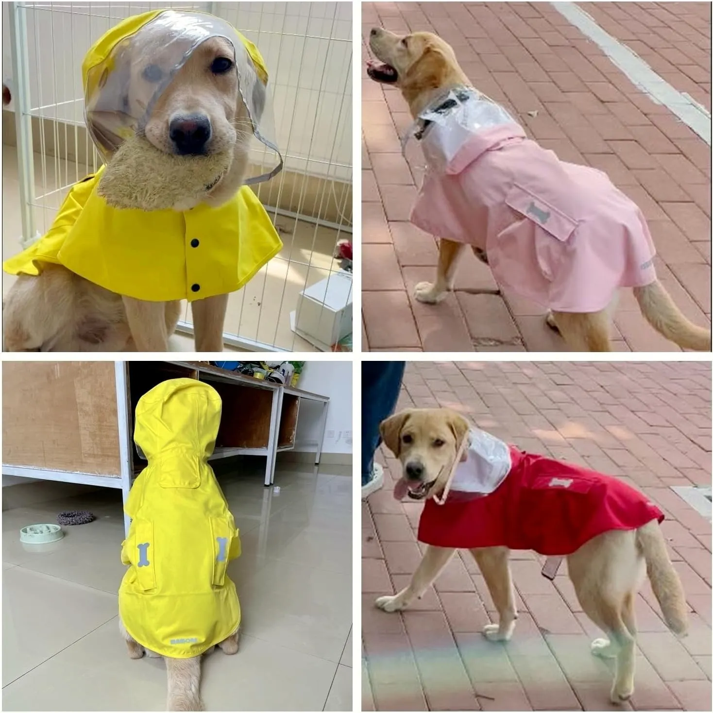 Dog Raincoat Waterproof Rain Poncho with Hoodie, High Reflective Adjustable Pet Rain Jacket with Leash Hole for Small Medium and Large Dogs (Fluorescent Green, Small)