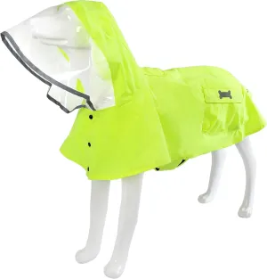 Dog Raincoat Waterproof Rain Poncho with Hoodie, High Reflective Adjustable Pet Rain Jacket with Leash Hole for Small Medium and Large Dogs (Fluorescent Green, Small)