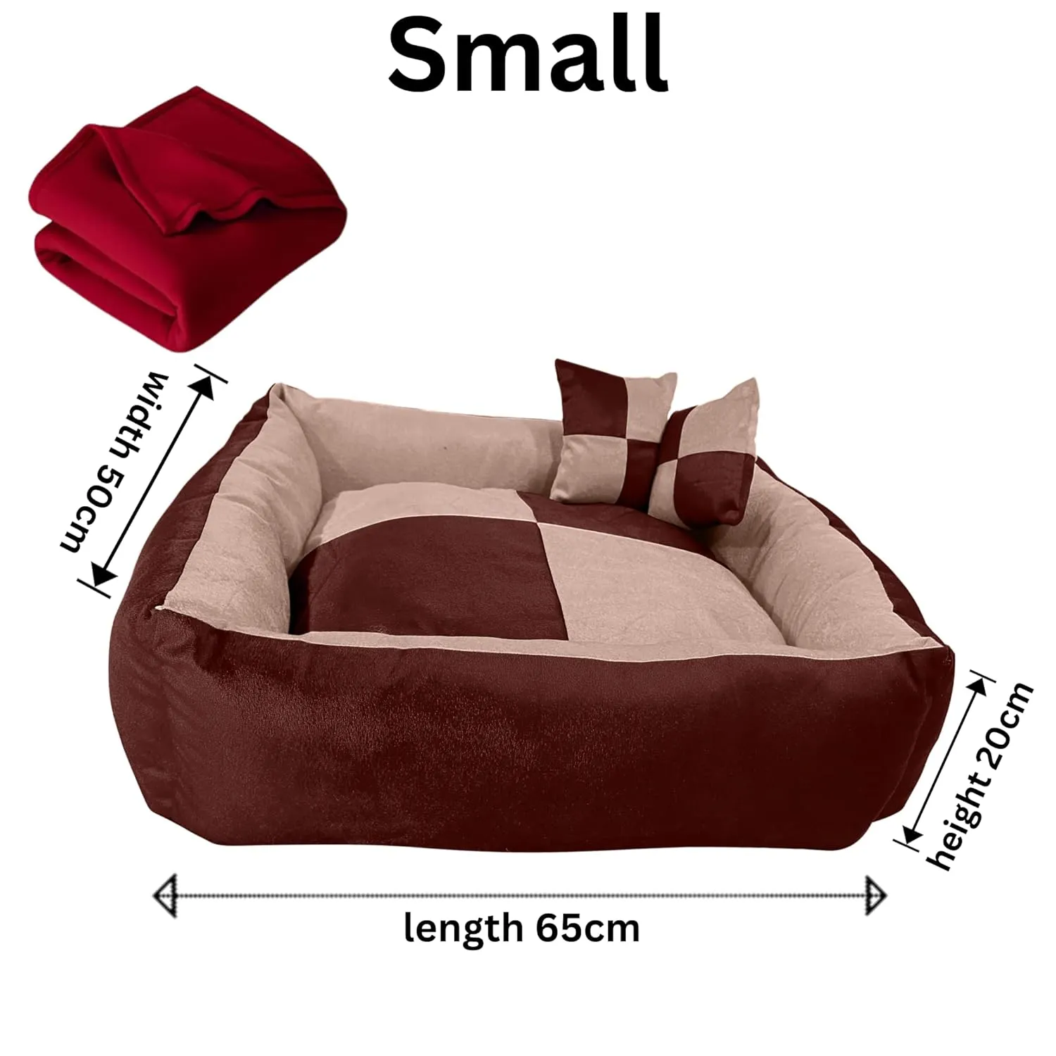 DRILLY Washable soft Reversible Dog Bed with Blanket