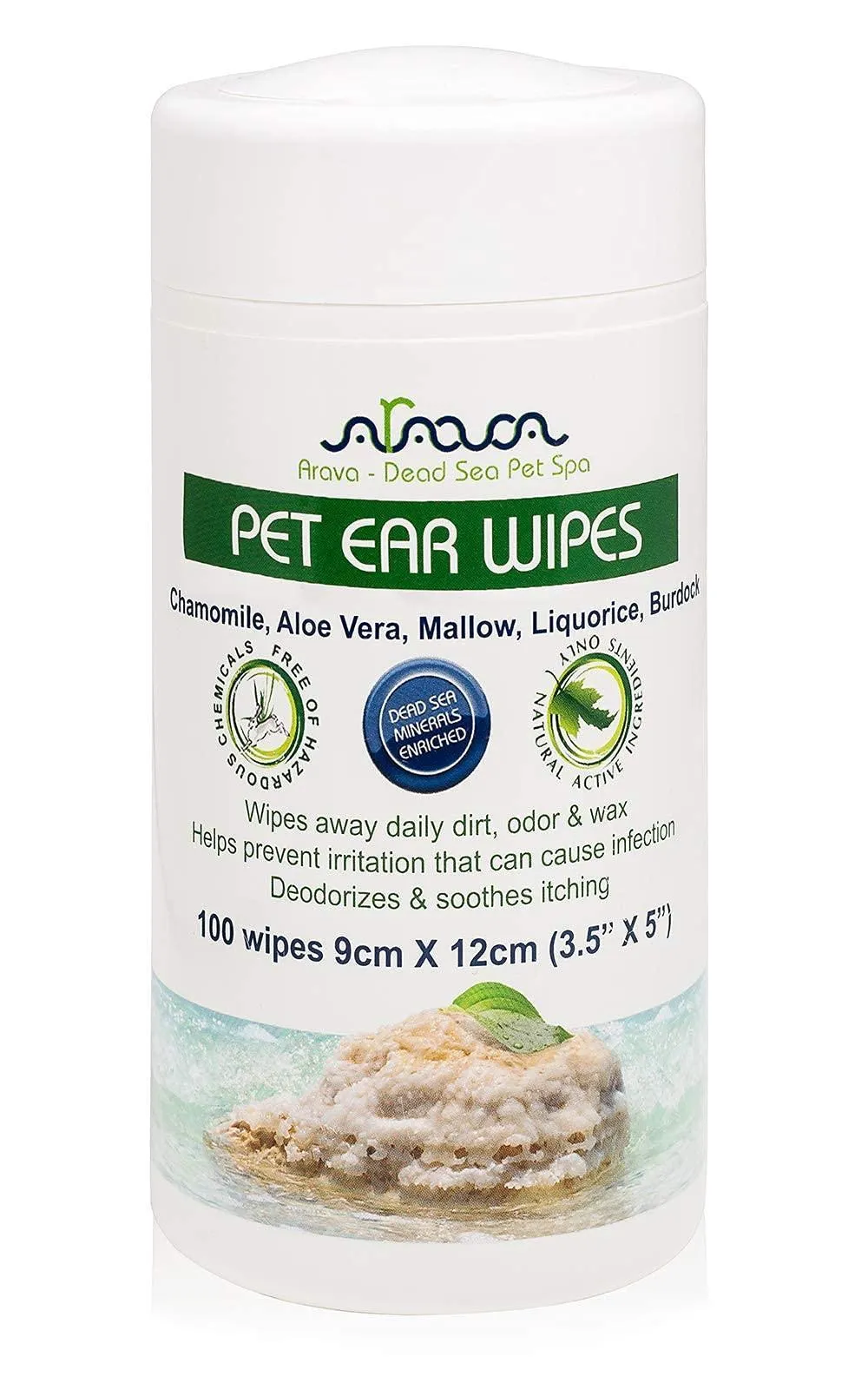 Ear Cleaner Wipes for Dogs Cats Puppies & Kittens 100 Count Removes Dirt Wax