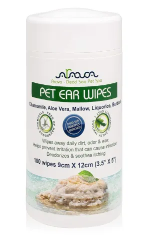 Ear Cleaner Wipes for Dogs Cats Puppies & Kittens 100 Count Removes Dirt Wax