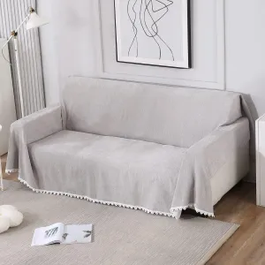 Grey Chenille Sofa Throw Cover | Pet Friendly & Soft