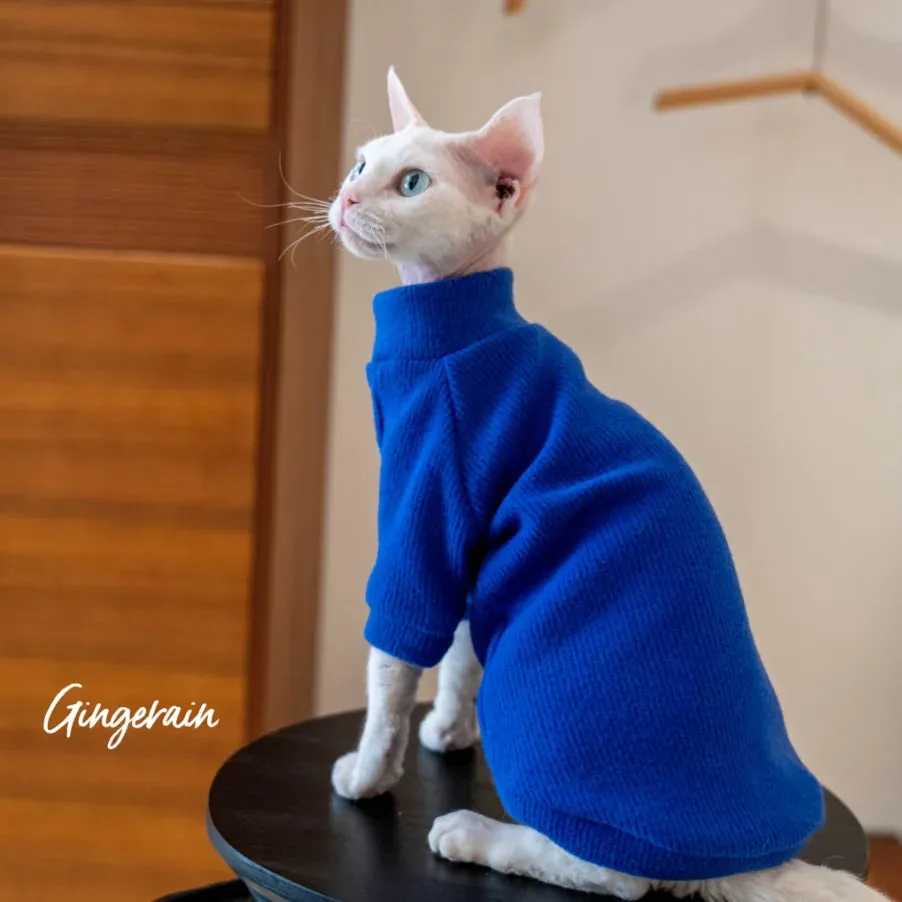 Hairless Cat Warm Sweatershirt - Comfortable Cotton Turtleneck Coat - Stylish Devon Rex Cat Clothes - Keep Your Hairless Cat Cozy with Fashionable Outwear