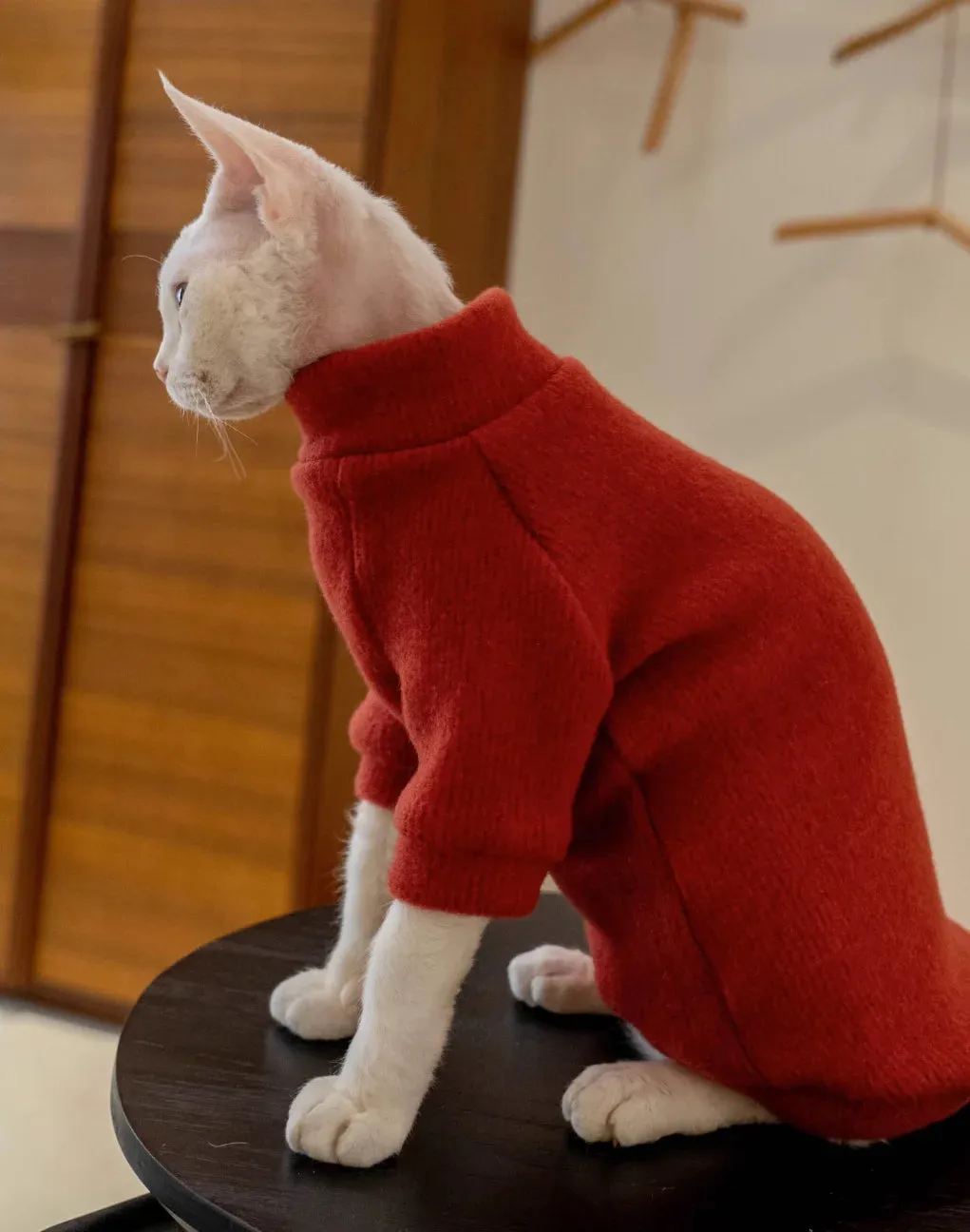 Hairless Cat Warm Sweatershirt - Comfortable Cotton Turtleneck Coat - Stylish Devon Rex Cat Clothes - Keep Your Hairless Cat Cozy with Fashionable Outwear