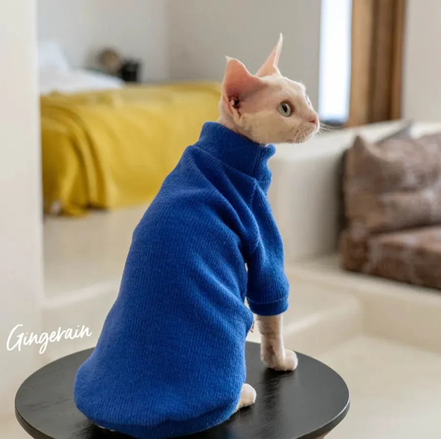 Hairless Cat Warm Sweatershirt - Comfortable Cotton Turtleneck Coat - Stylish Devon Rex Cat Clothes - Keep Your Hairless Cat Cozy with Fashionable Outwear
