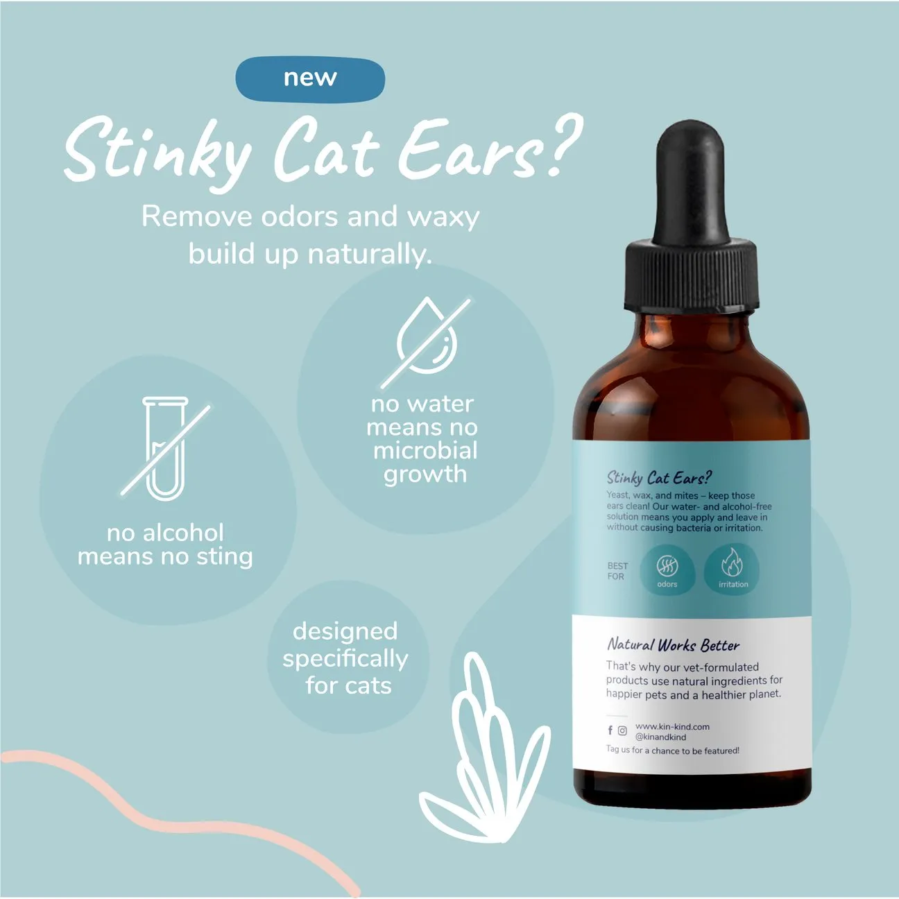 Kin   Kind Leave-In Ear Cleaner For Cats