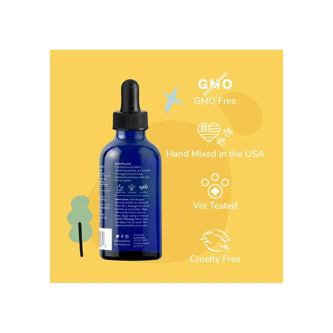 Kin   Kind Organic Ear Cleaner for Dogs