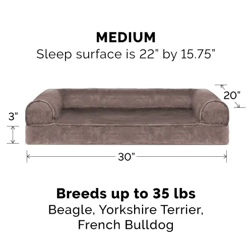 Memory Foam Faux Fur & Velvet Couch Sofa-Style Pet Bed
