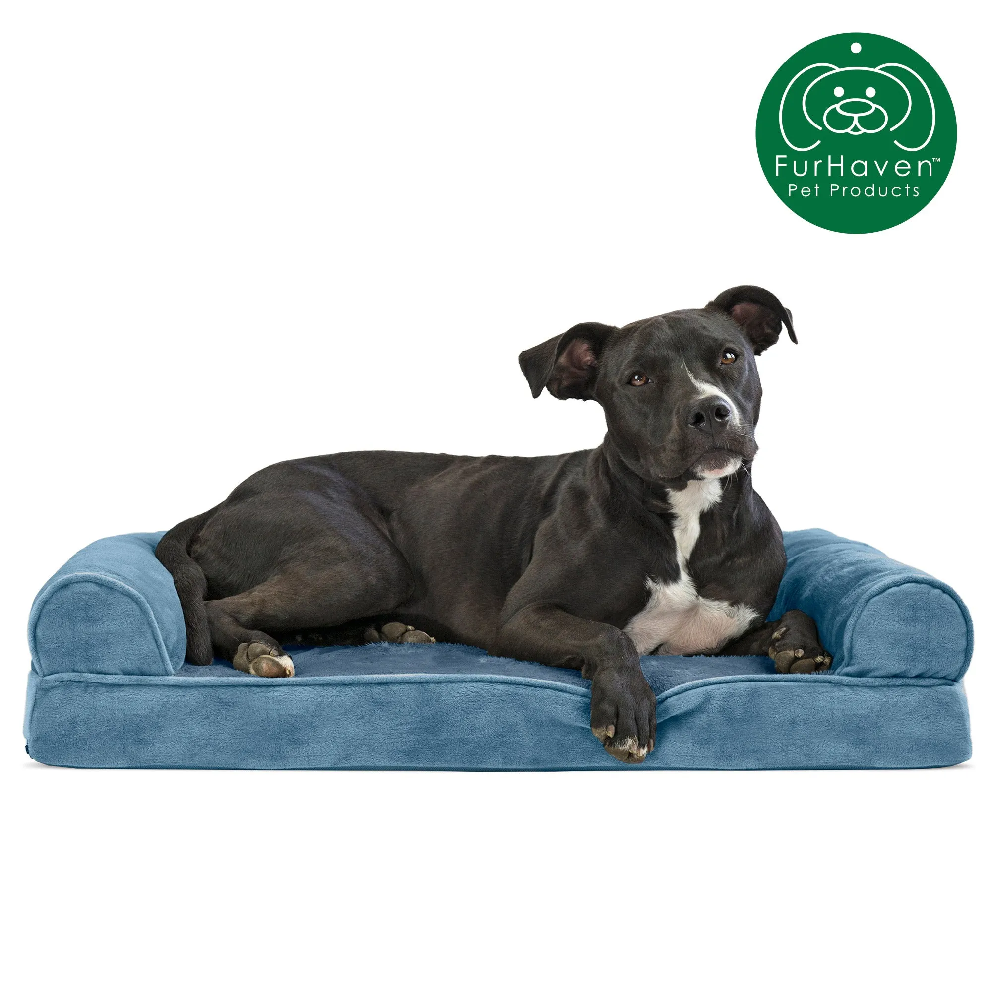 Memory Foam Faux Fur & Velvet Couch Sofa-Style Pet Bed
