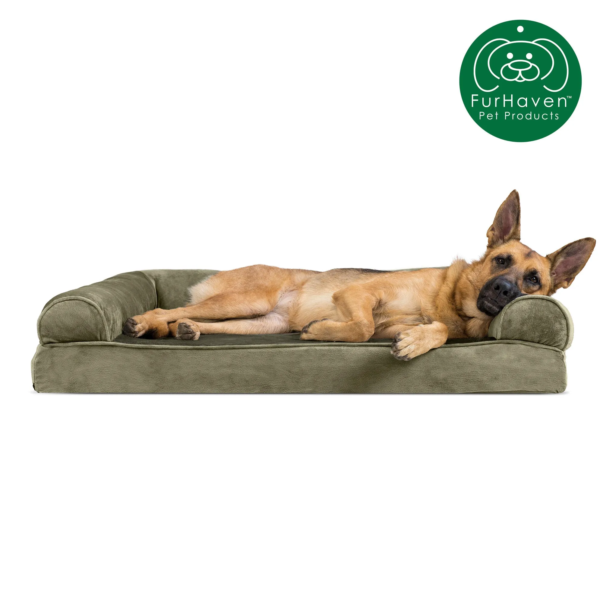 Memory Foam Faux Fur & Velvet Couch Sofa-Style Pet Bed