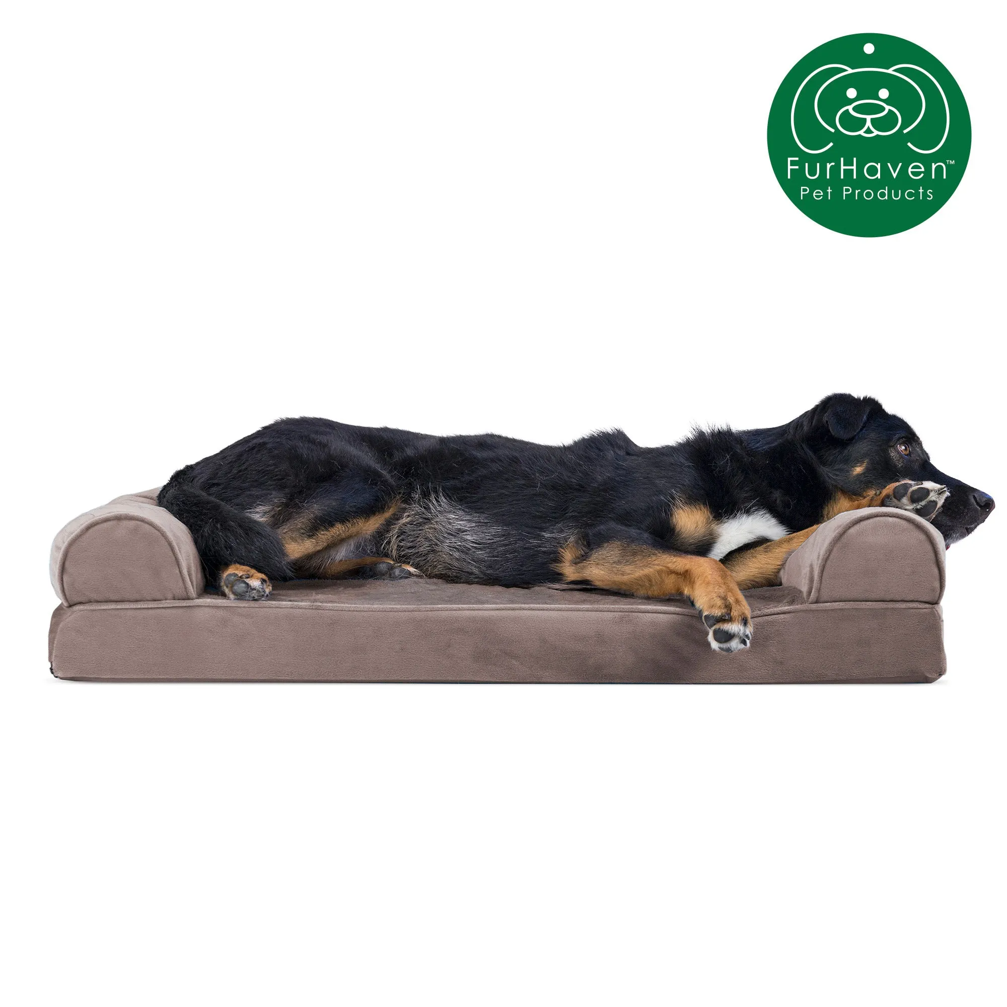 Memory Foam Faux Fur & Velvet Couch Sofa-Style Pet Bed