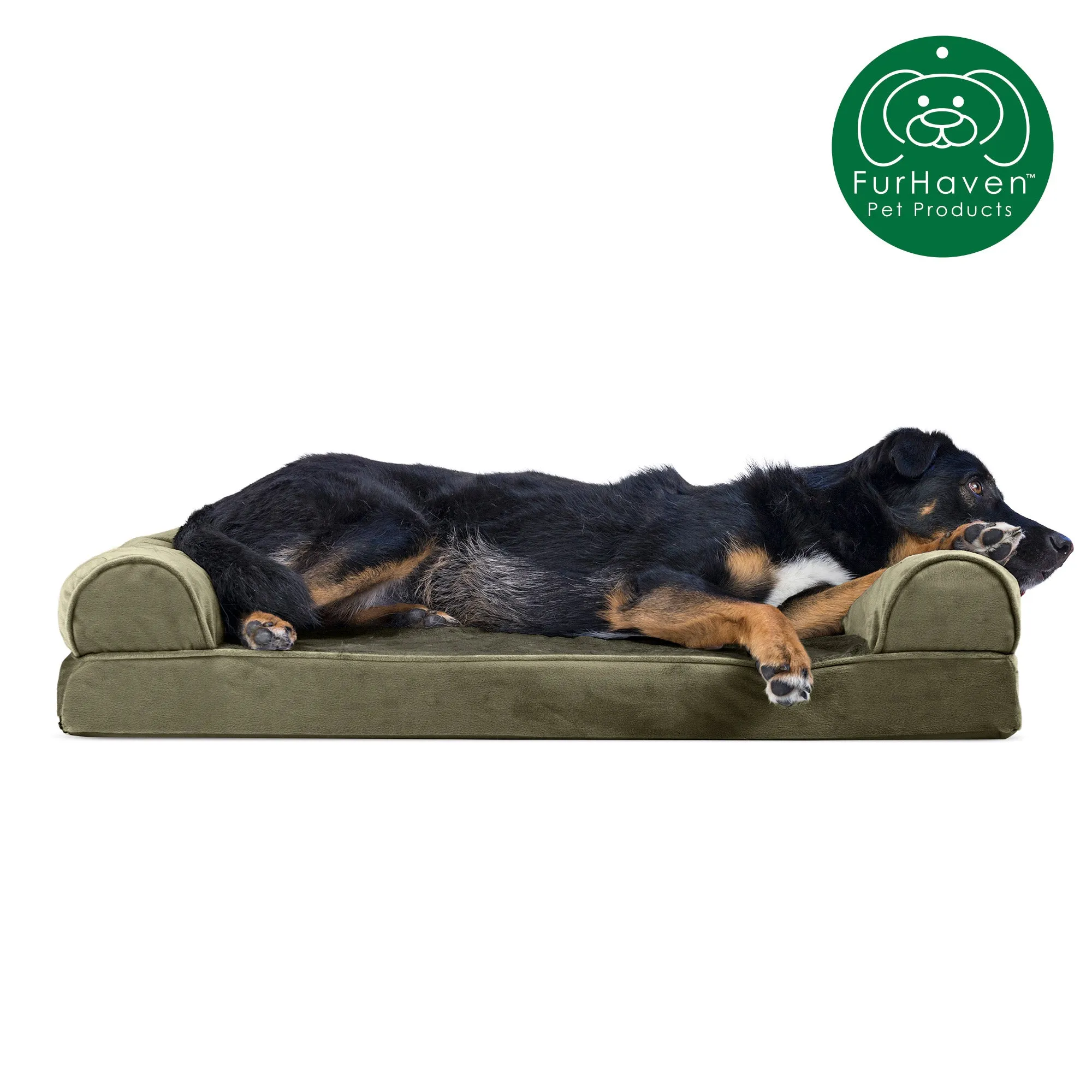 Memory Foam Faux Fur & Velvet Couch Sofa-Style Pet Bed
