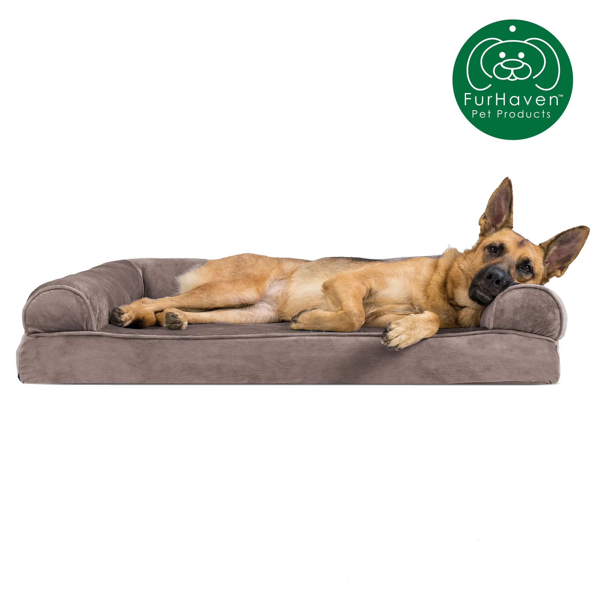 Memory Foam Faux Fur & Velvet Couch Sofa-Style Pet Bed