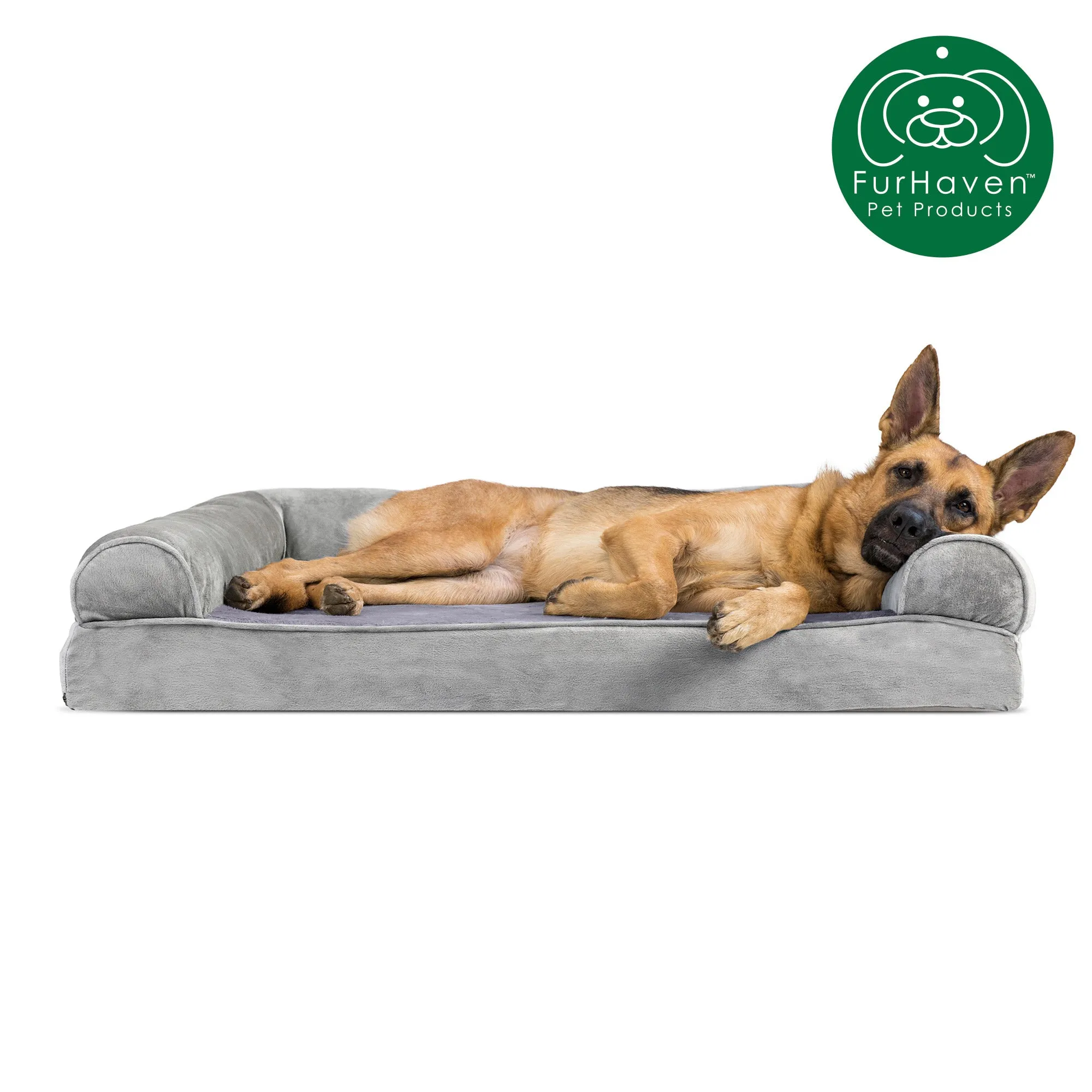 Memory Foam Faux Fur & Velvet Couch Sofa-Style Pet Bed