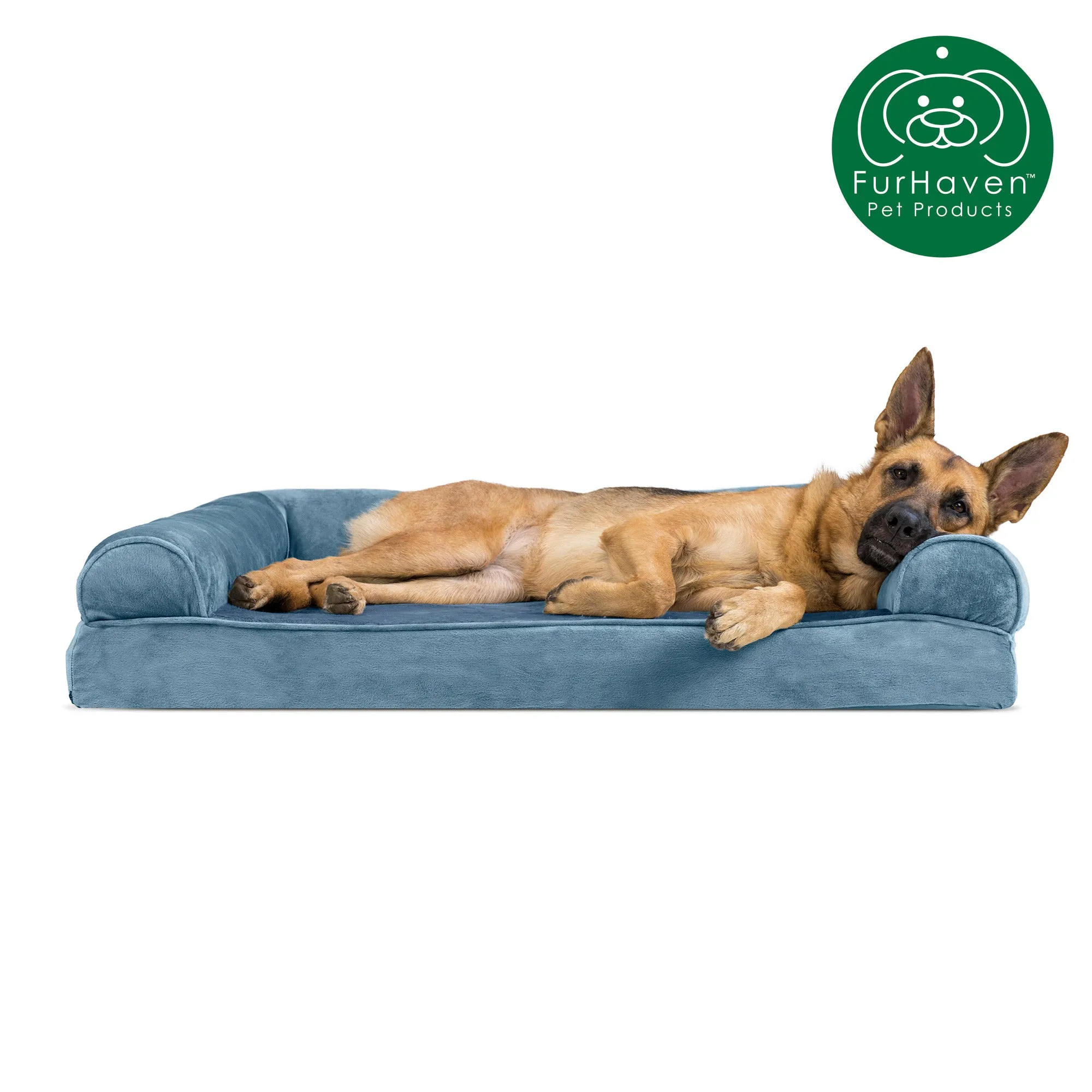 Memory Foam Faux Fur & Velvet Couch Sofa-Style Pet Bed