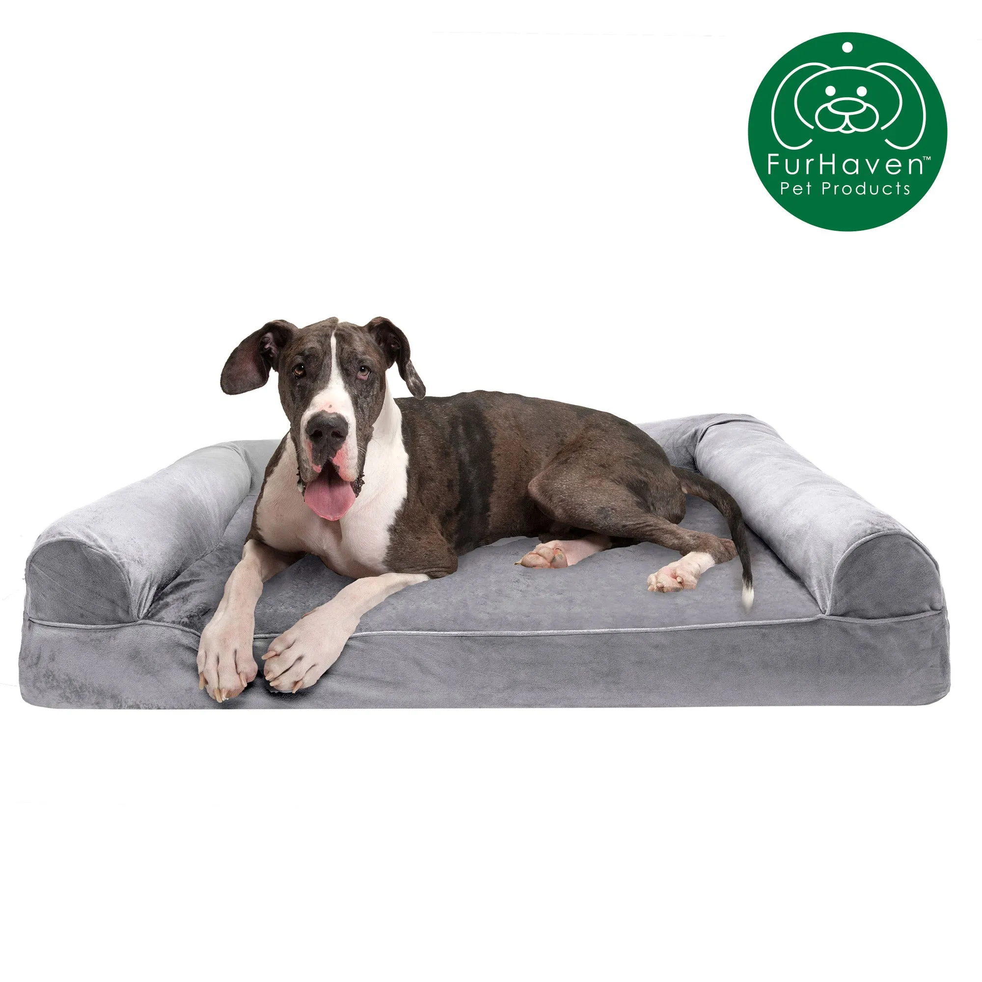 Memory Foam Faux Fur & Velvet Couch Sofa-Style Pet Bed
